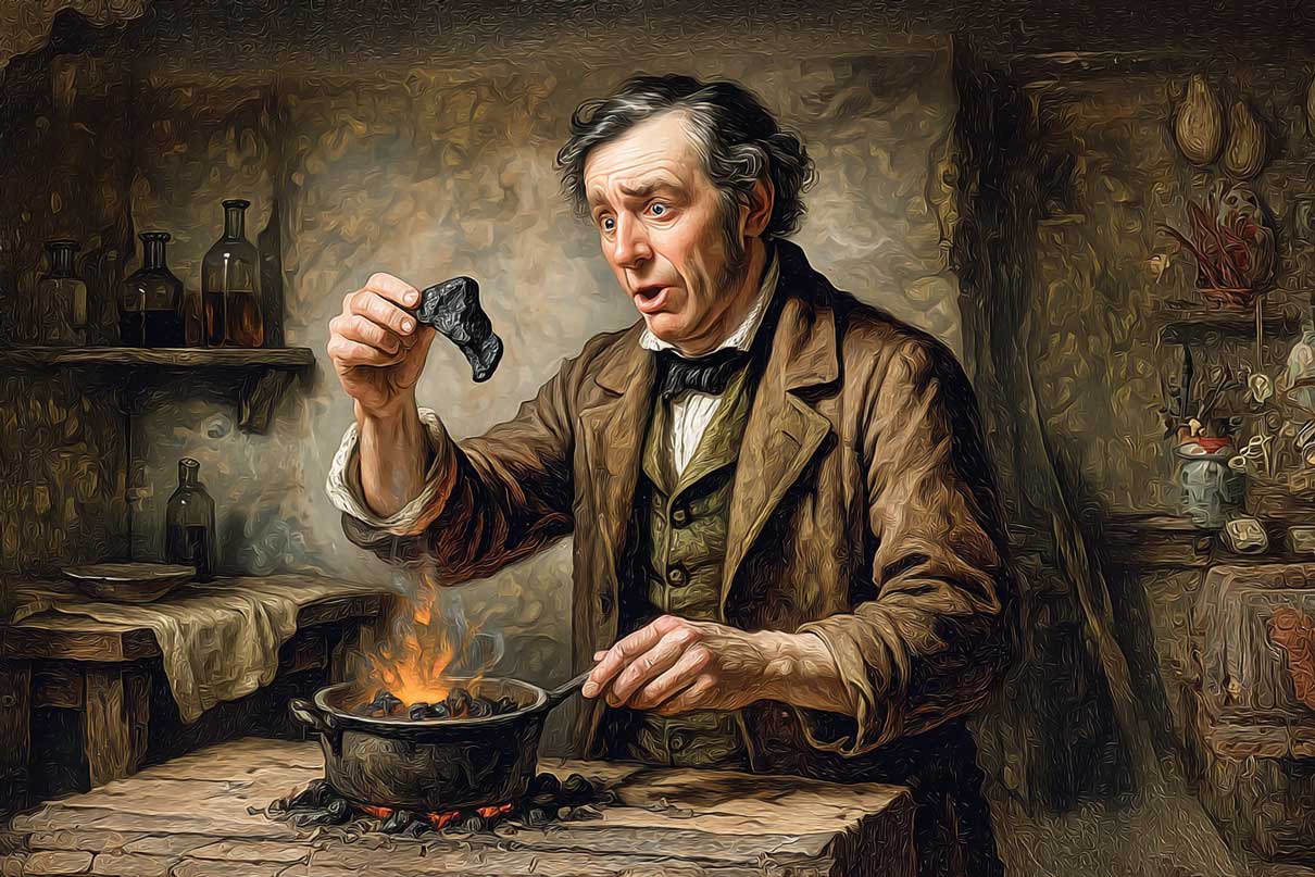 Ảnh minh họa Charles Goodyear phát hiện quá trình lưu hóa cao su trong xưởng thí nghiệm thế kỷ 19, khoảnh khắc mang tính cách mạng của lịch sử cao su.