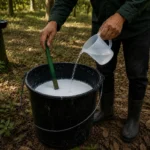 Nông dân châm amoniac để bảo quản latex sau khi thu hoạch