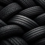 Các lốp xe cao su xếp chồng với nhiều kiểu hoa lốp khác nhau